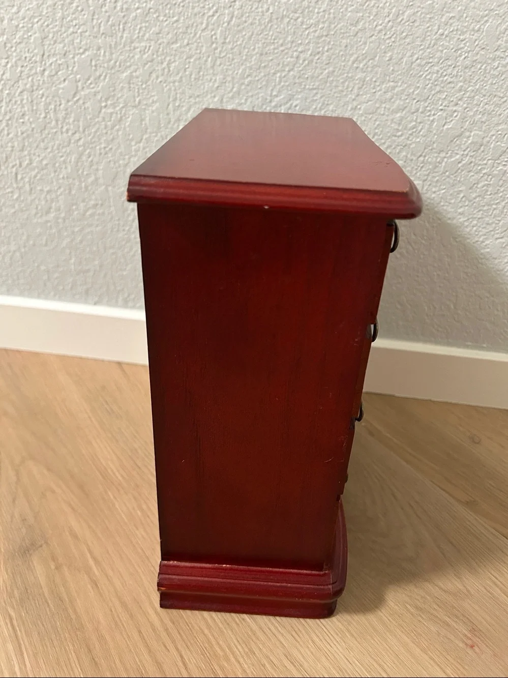 Red Wooden Jewelry Armoire with Glass Door Jewelry Wood Storage Cabinet-Small
